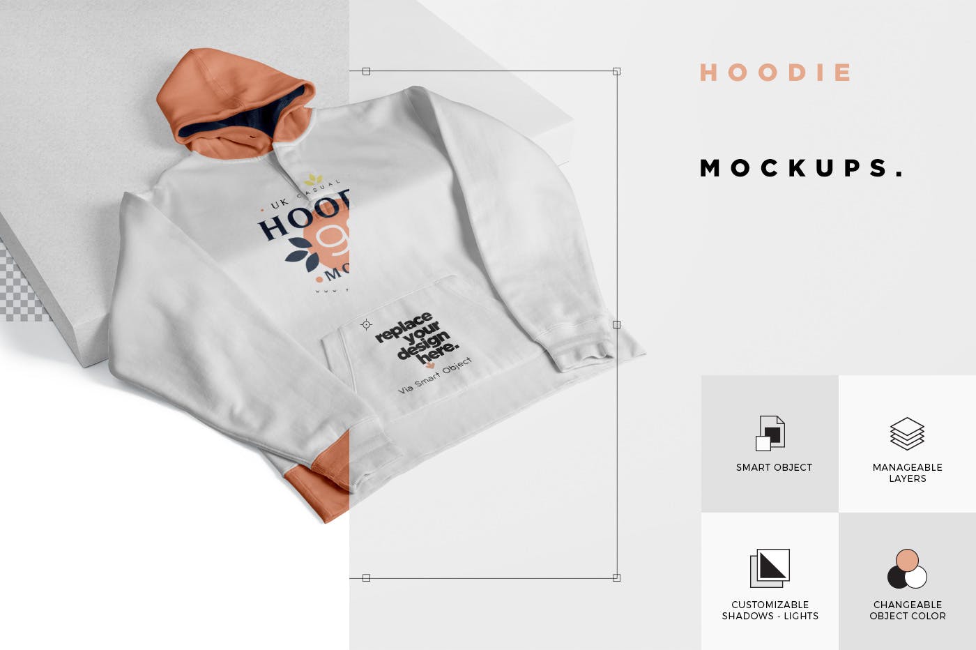 连帽衫卫衣印花设计多角度预览样机 6 Hoodie Mockup插图(6)