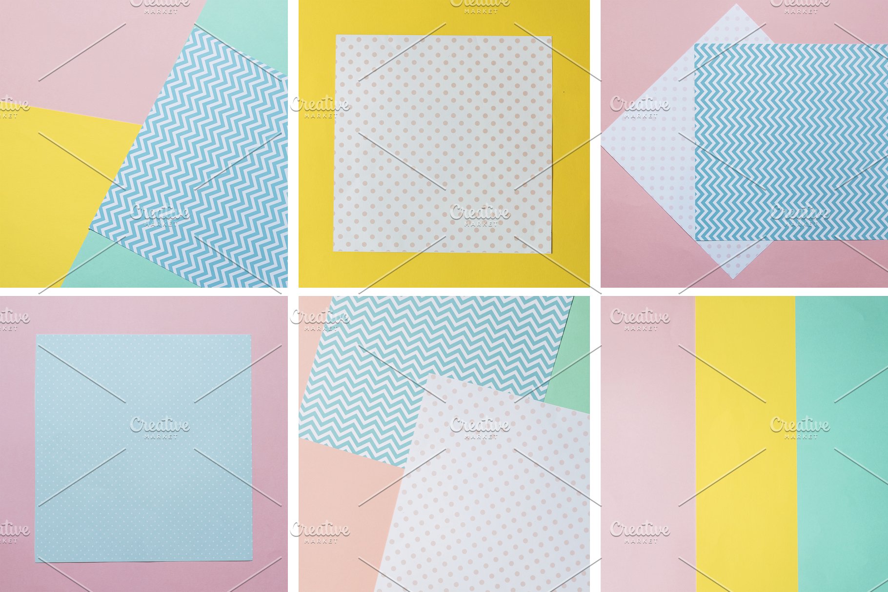 正方形几何图案背景纹理 Paper Textures – Mock up Bundle插图2