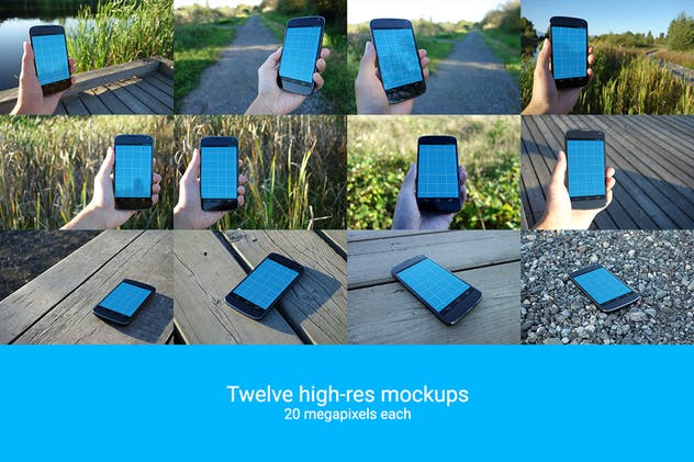 真实场景的手持安卓手机设备样机 12 Realistic Android Mockups插图(4)