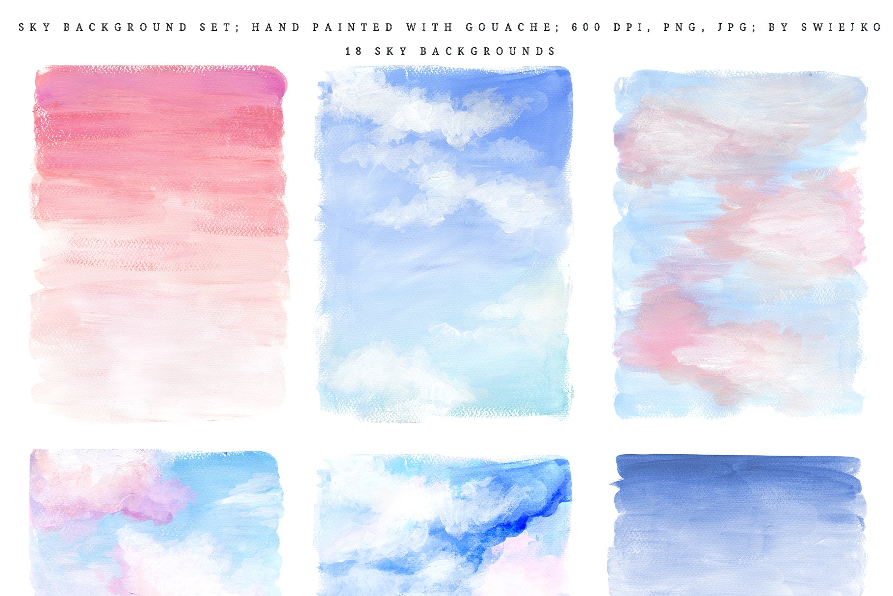 丙烯画天空背景素材 Sky background, illustration set插图1