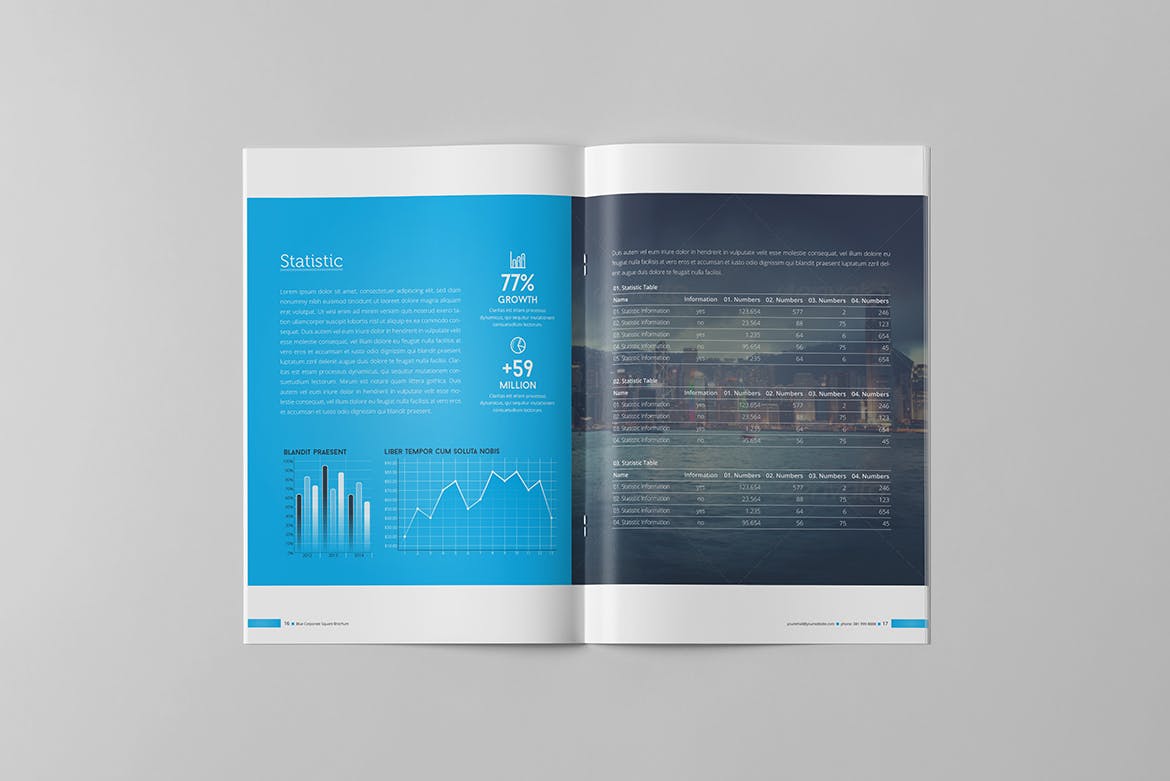 蓝色背景信息科技公司企业画册设计模板 Blue Corporate Brochure插图(8)