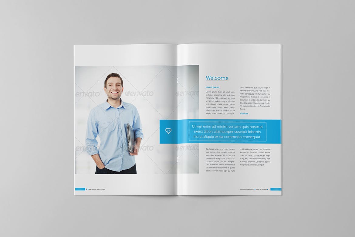 蓝色背景信息科技公司企业画册设计模板 Blue Corporate Brochure插图(1)