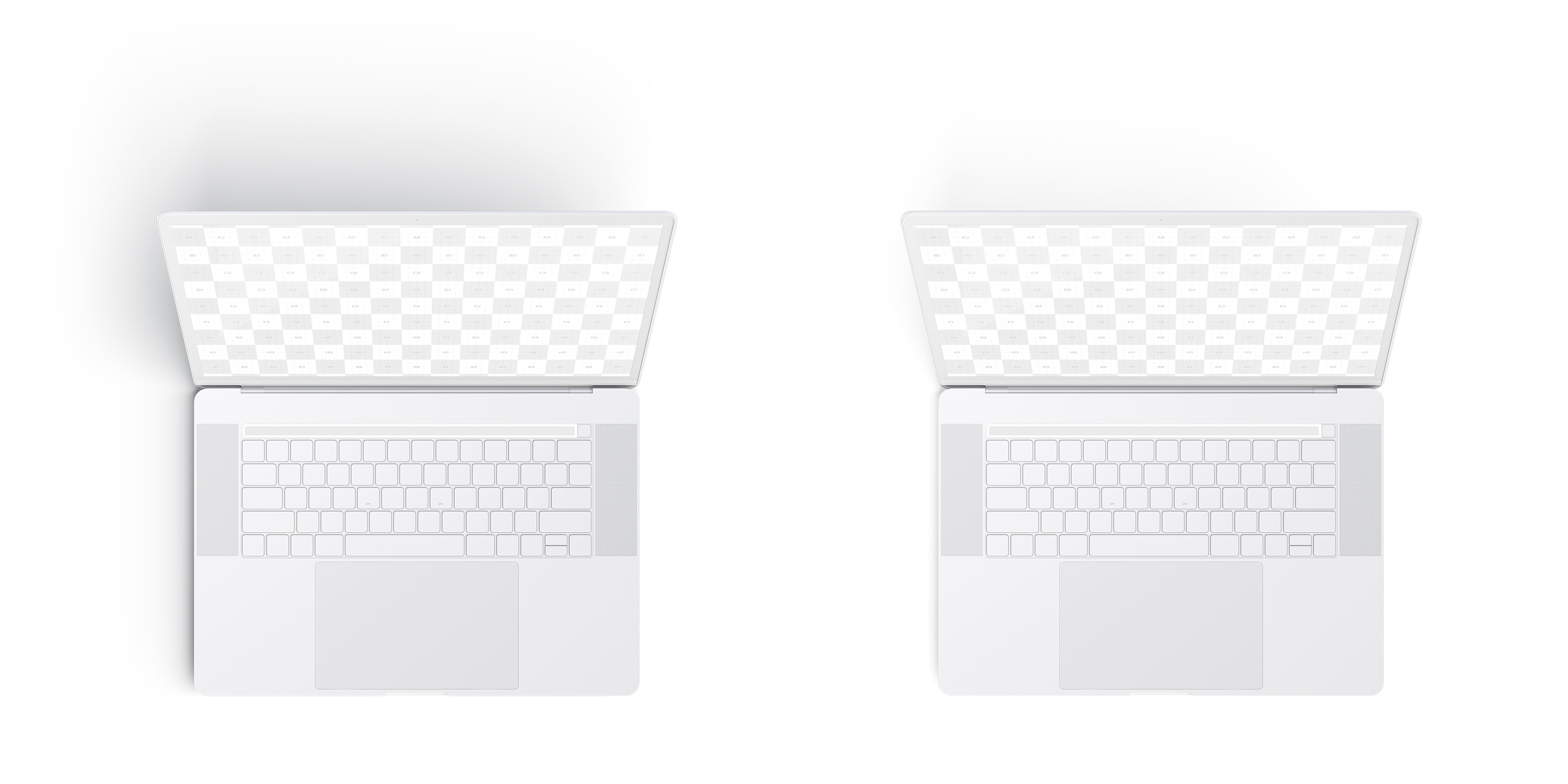 MacBook Pro笔记本电脑屏幕界面设计预览顶视图样机 Clay MacBook Pro 15" with Touch Bar, Top View Mockup插图(1)