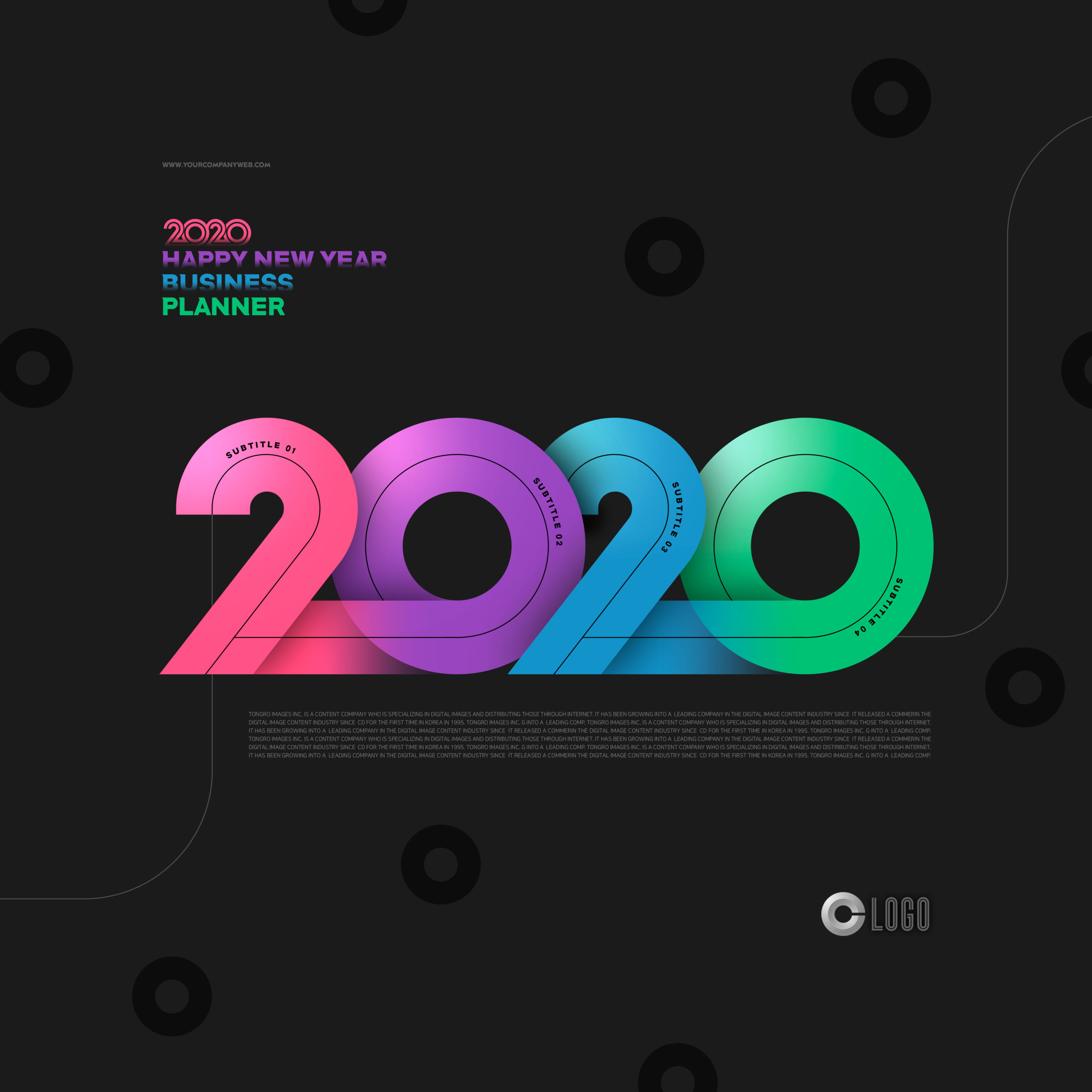 彩色2020字体新年主题海报贺卡设计素材插图