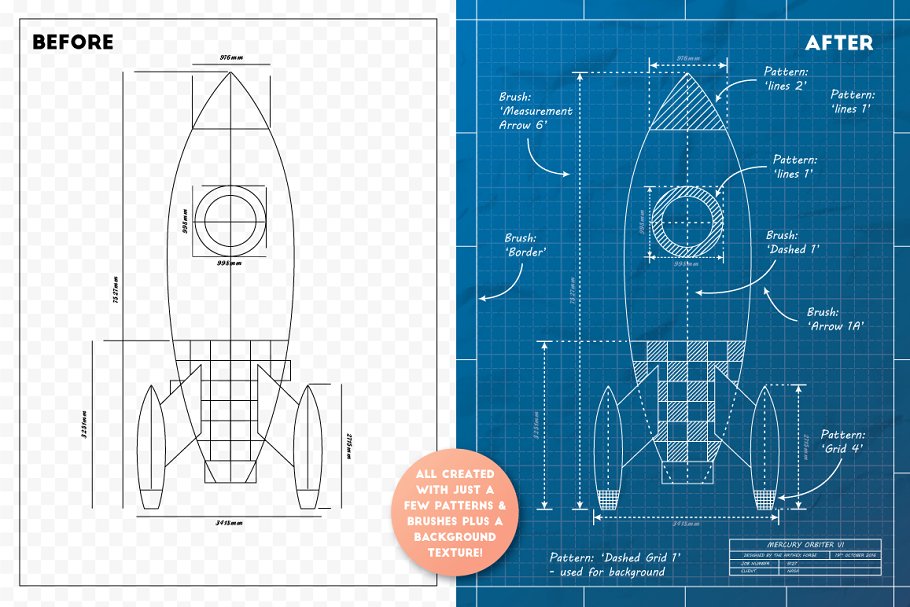 工业蓝图设计图风格设计AI模板工具包 The Complete Vector Blueprint Kit插图(2)