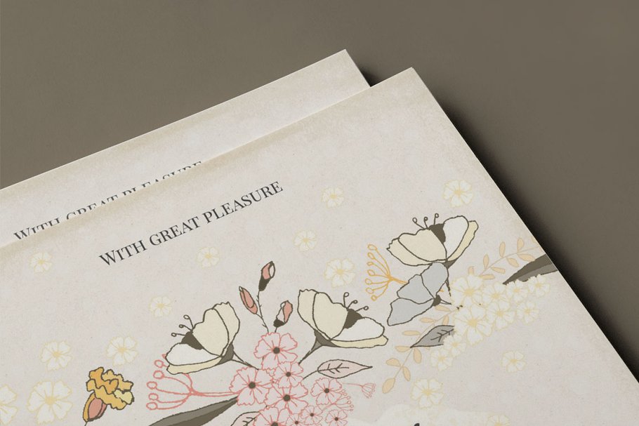 手绘花卉装饰婚礼邀请函设计模板合集 8 Wedding Invitations Pack插图(9)