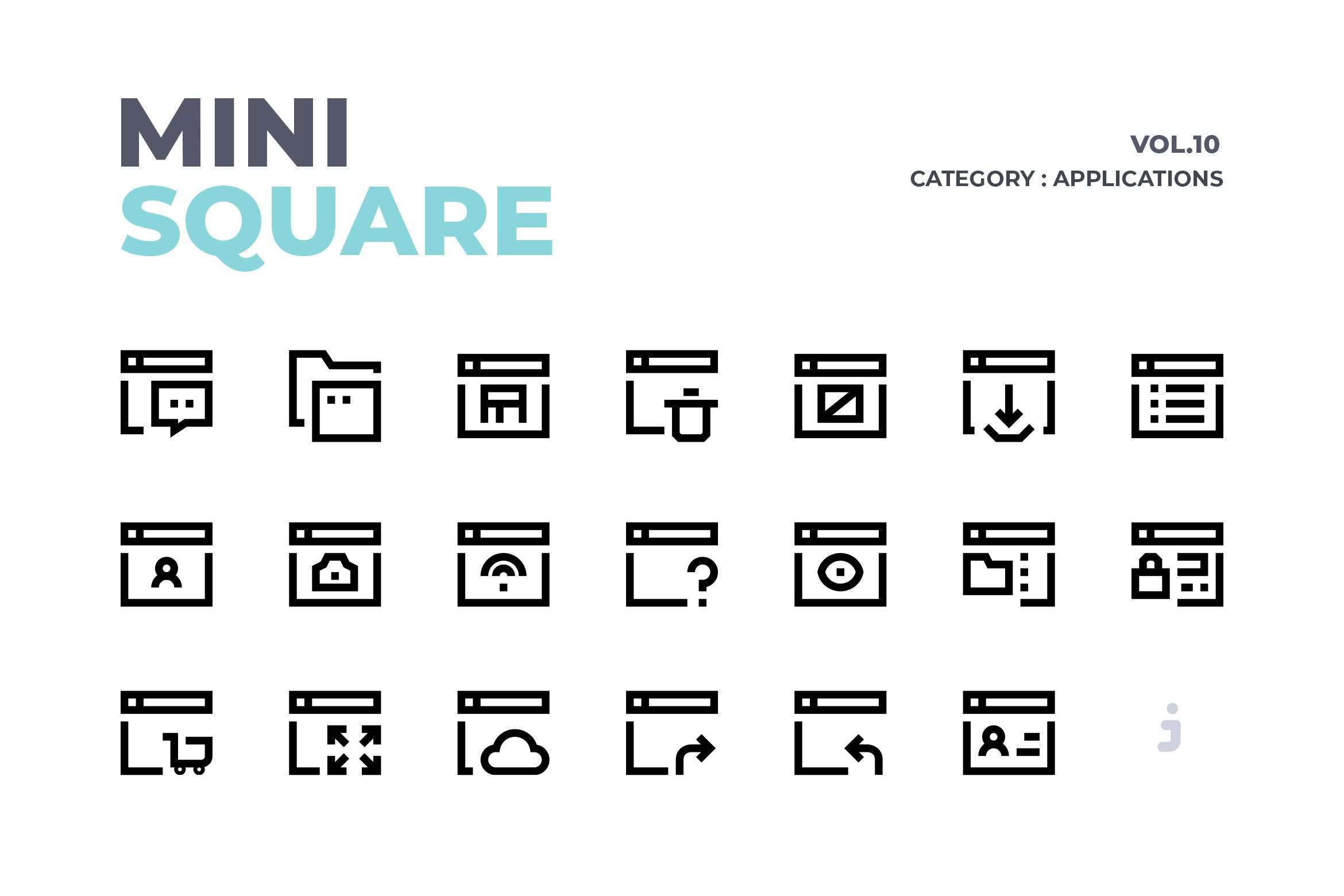 60枚软件应用简约线条风格矢量图标素材 Mini square – 60 Applications Icons插图