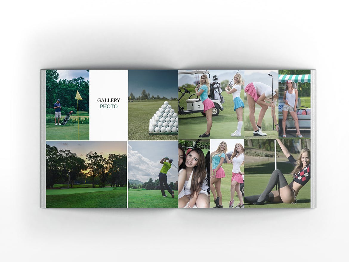高尔夫俱乐部/体育运动场馆介绍画册设计模板 Golf Square Brochure Template插图8