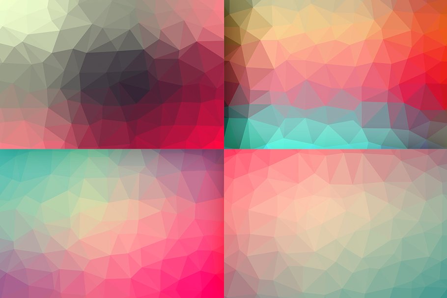 10款几何图形渐变色背景 10 Polygon Backgrounds – Pink Accent插图(4)