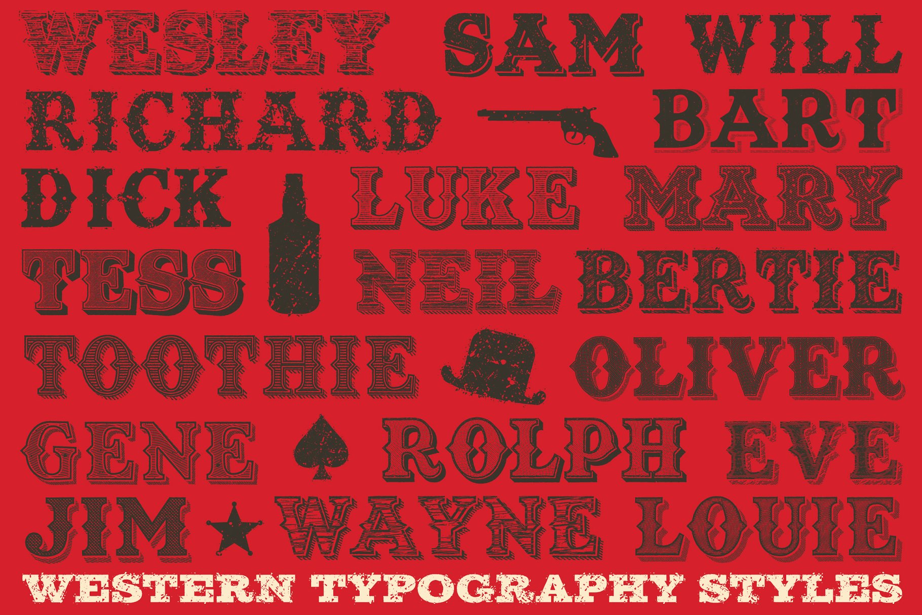 复古西部牛仔电影风格AI图层样式 Western Typography Saloon插图6
