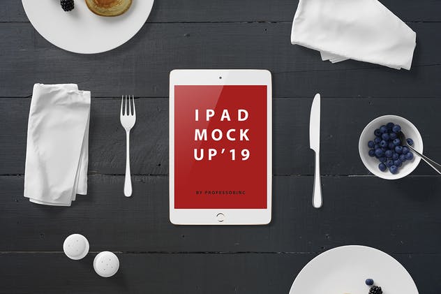 西式早餐场景iPad Mini设备展示样机 iPad Mini Mockup – Breakfast Set插图1