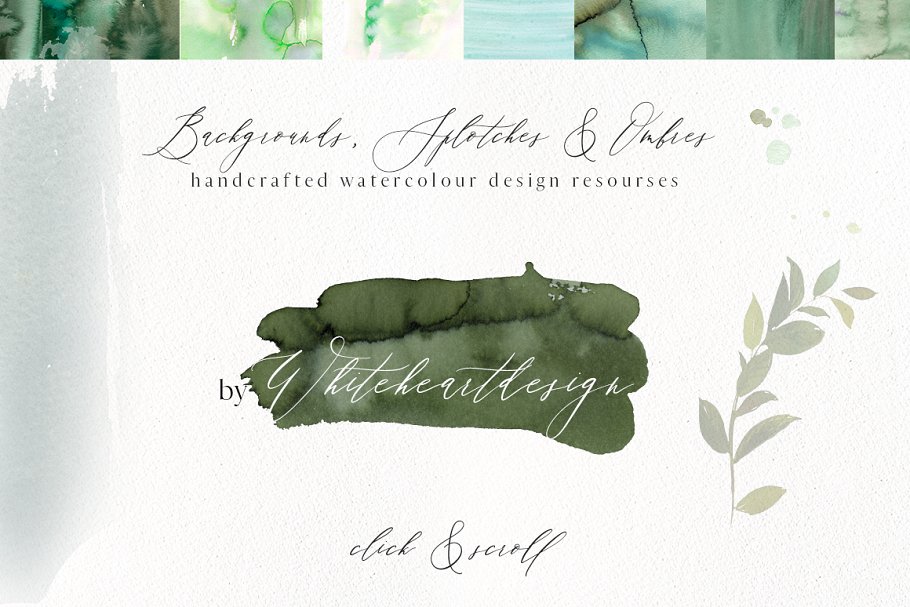 绿色森林水彩图案剪切画集合 Forest – Green Watercolor Bundle插图(14)