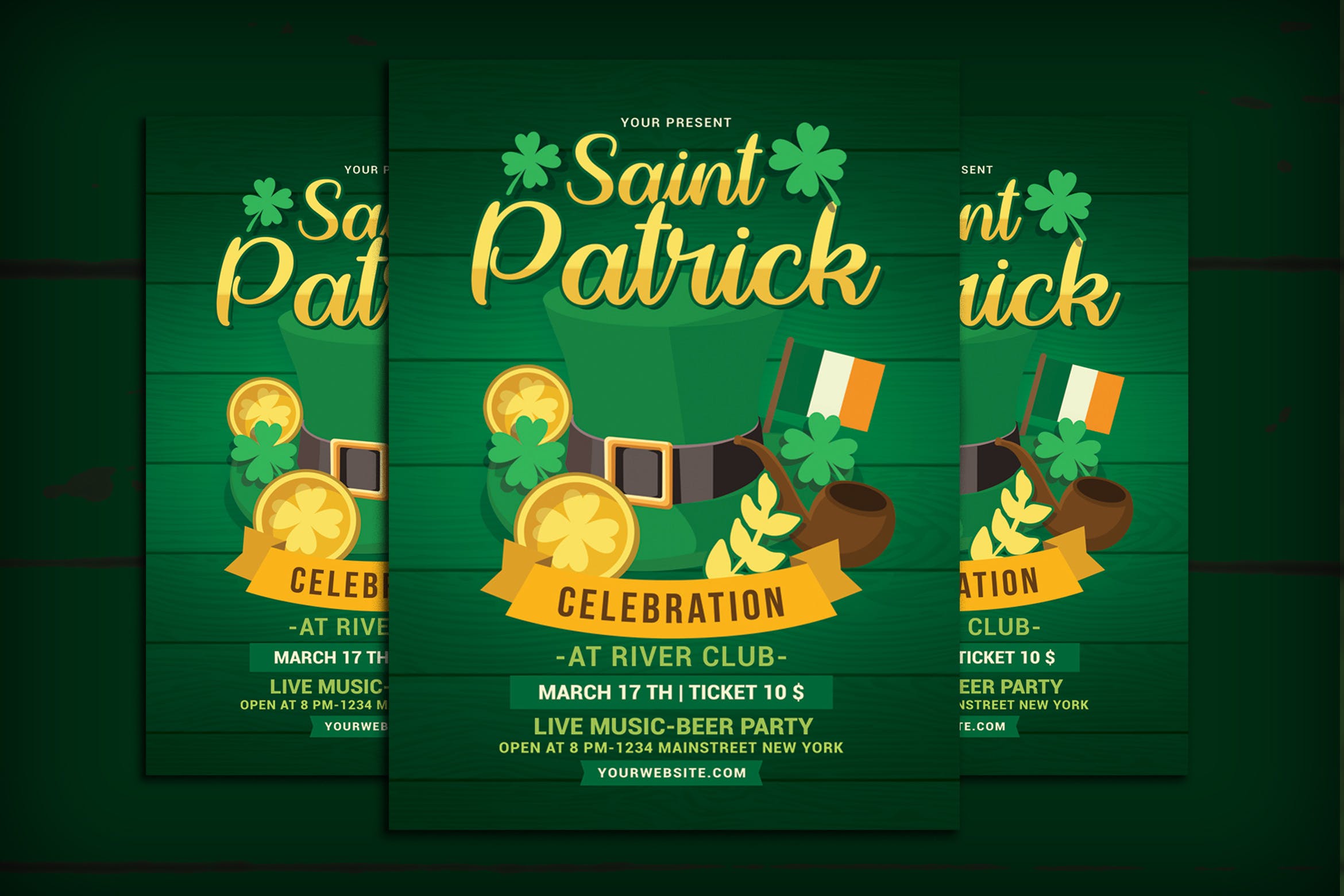 圣帕特里克节庆祝活动海报传单模板 Saint Patrick Day Celebration插图