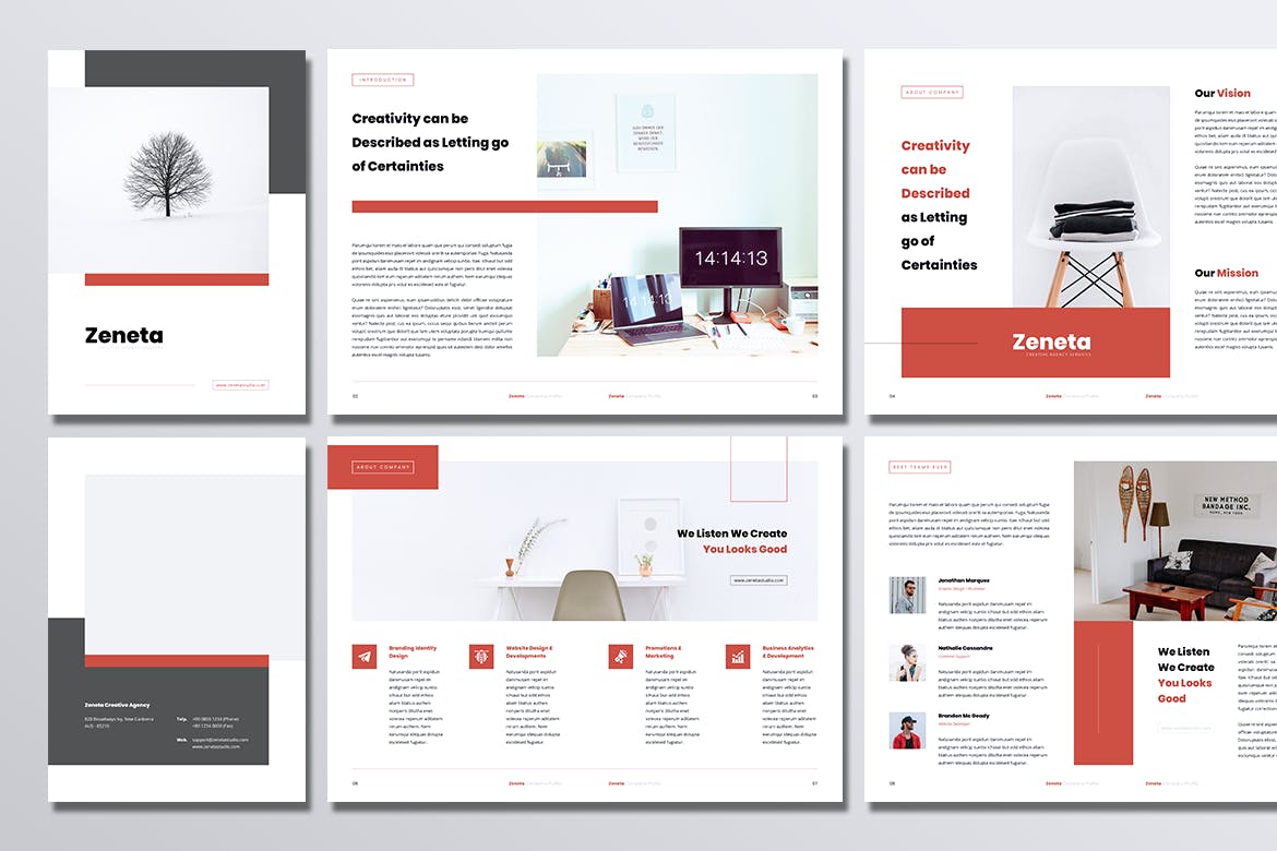 创意代理公司产品手册/企业画册设计模板 ZENETA Creative Agency Company Profile Brochures插图(2)