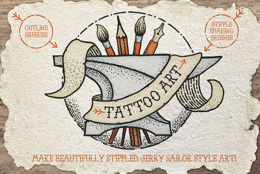 纹身艺术图案AI笔刷 Tattoo Style Art Brushes插图