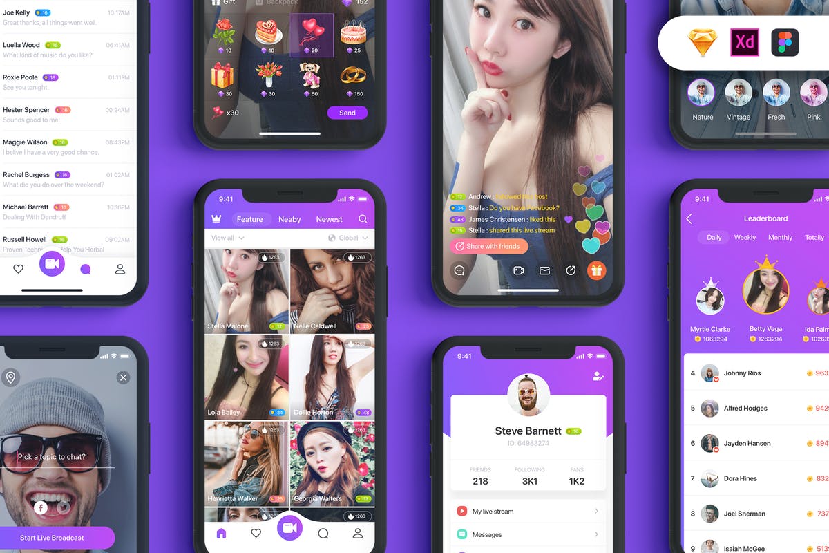 视频社交软件 APP UI 套件 TOMO Video Streaming UI Kit插图