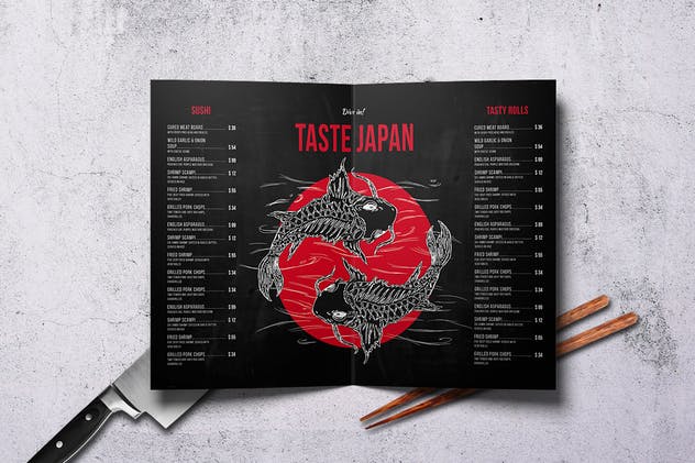 日式餐厅寿司刺身餐厅菜单设计PSD模板 Japanee Menu Bundle A4 & US Letter插图(2)