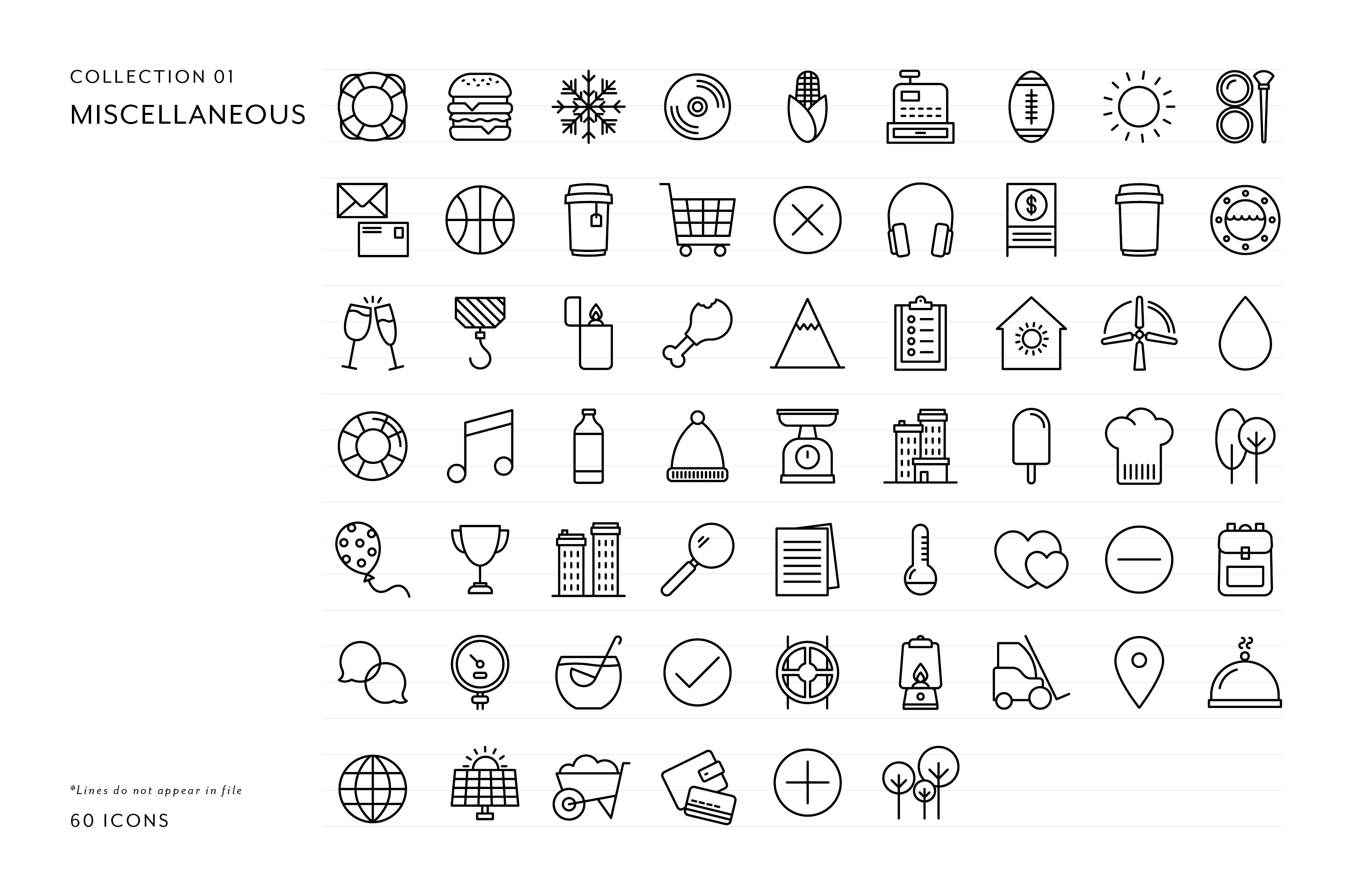 多格式杂项线框图标 Line Icons – Miscellaneous Icons插图(4)