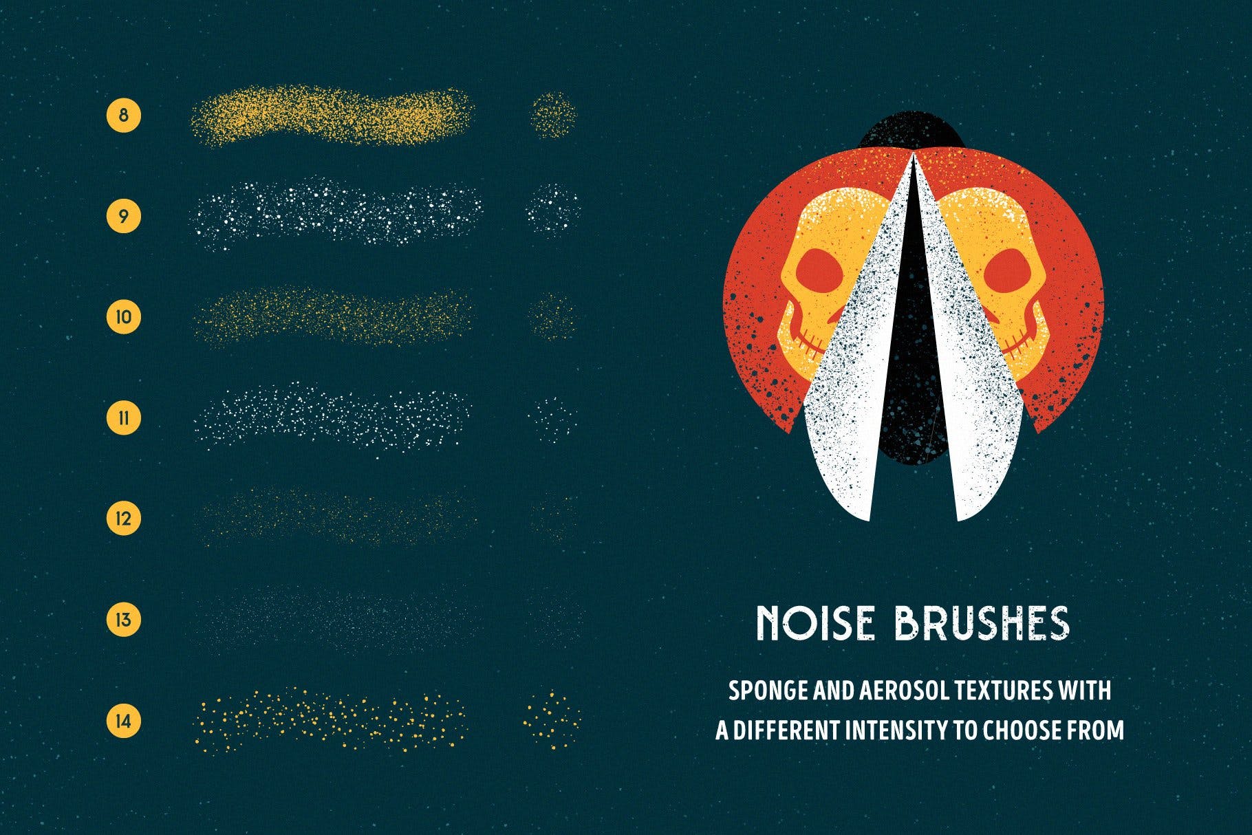 用于Illustrator的复古明暗效果纹理＆噪点笔刷 Shader Brushes for Illustrator插图(2)