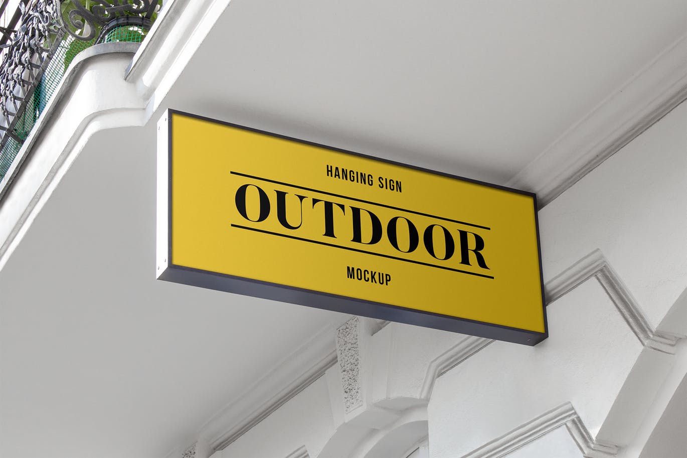 户外悬挂式店招/Logo标志牌样机#1 Outdoor Hanging Logo Sign Mockup #1插图