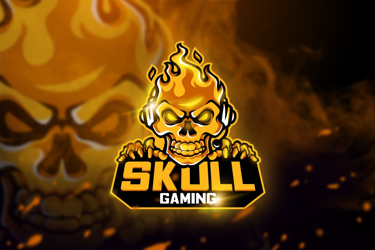 烈火骷髅游戏竞技战队队徽Logo模板 Skull Gaming – Mascot & Esport logo插图