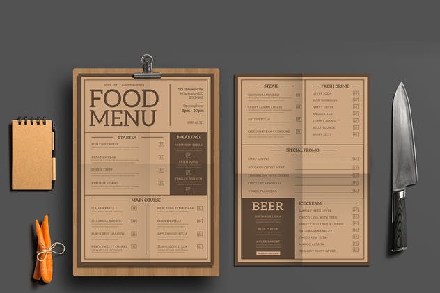 超级简约风创意版式菜单设计模板 Aesthetic Food Menu插图(1)