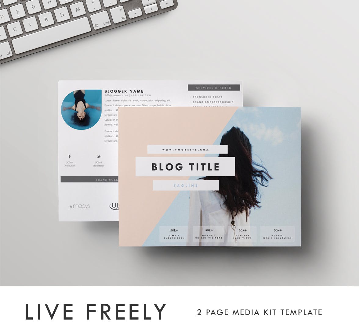 博客/Vlog品牌推广设计模板 Media/Press Kit Template  | “Live Freely”插图(3)