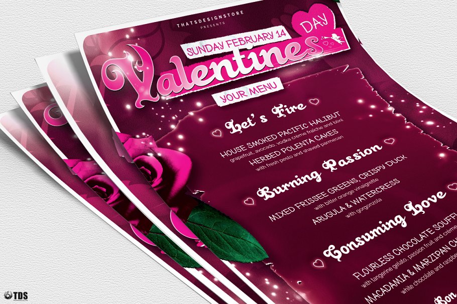 情人节主题传单PSD模板v7 Valentines Day Flyer+Menu PSD V7插图4