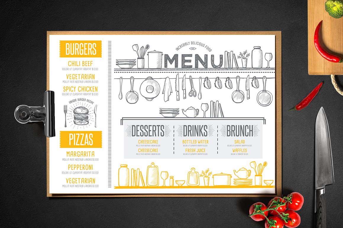西餐厅菜单设计模板 Food menu, restaurant flyer #42插图