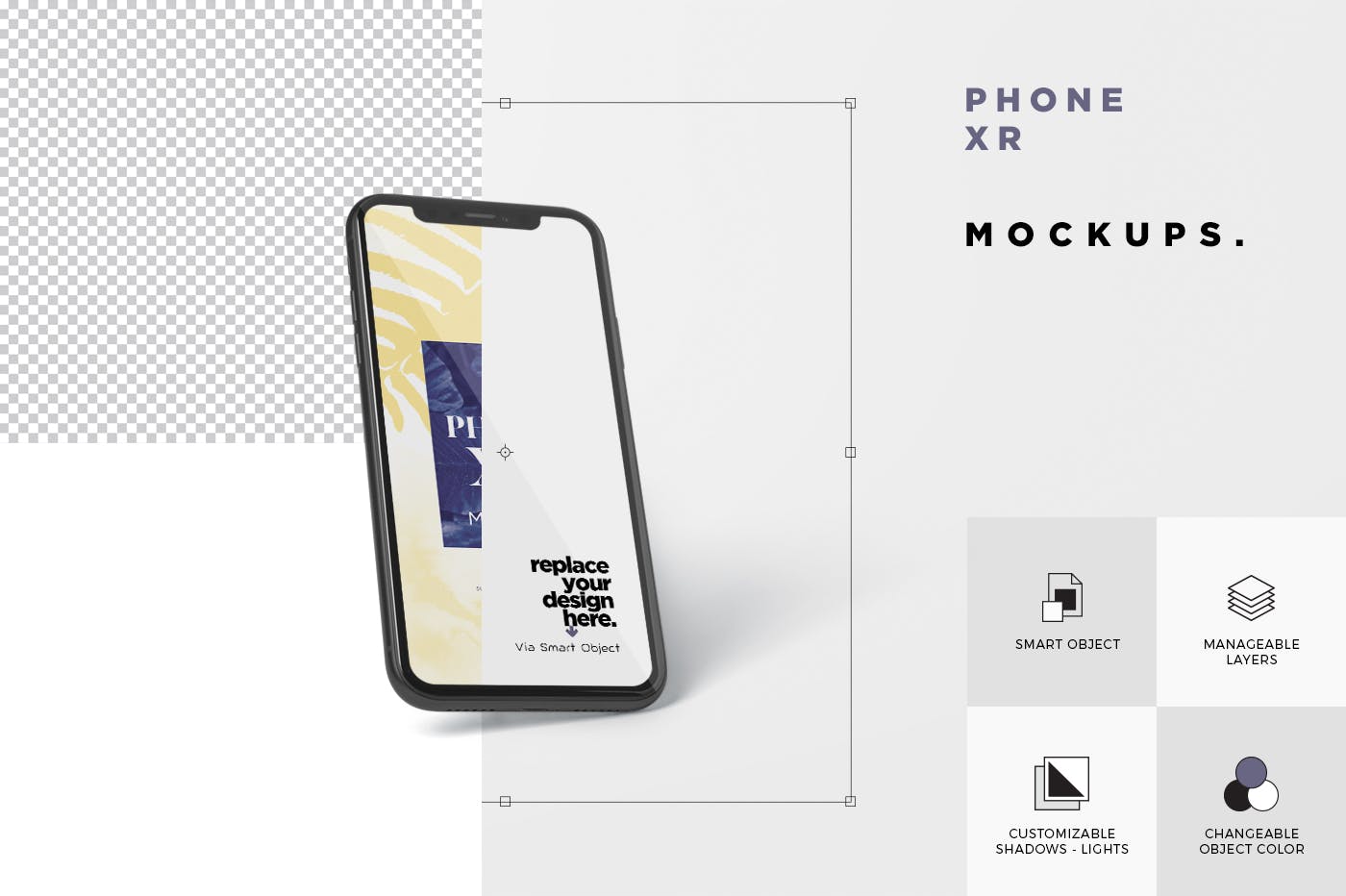 iPhone XR智能手机多角度屏幕预览样机模板 Phone XR Mockup插图6