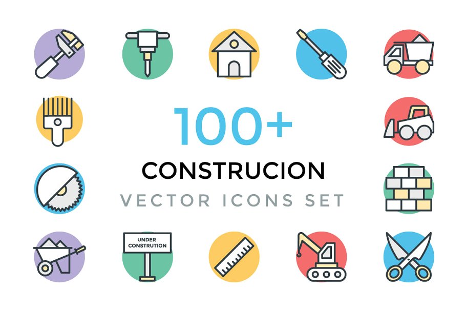 100+建筑基建主题矢量图标 100+ Construction Vector Icons插图