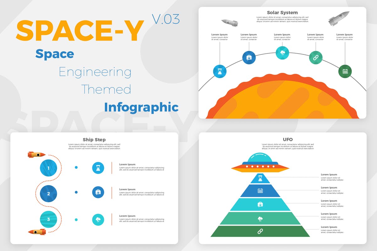 航天科技信息图表幻灯片设计素材模板V3 Space-Y v3 – Infographic插图