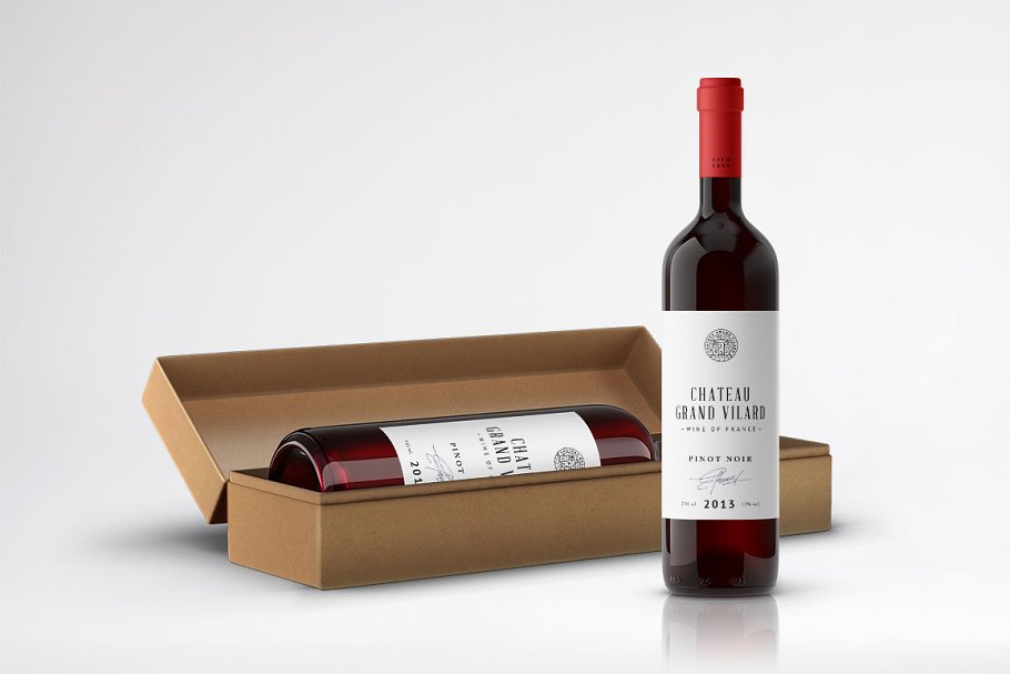 高档葡萄酒外观设计样机 Wine Packaging Mockups插图(9)