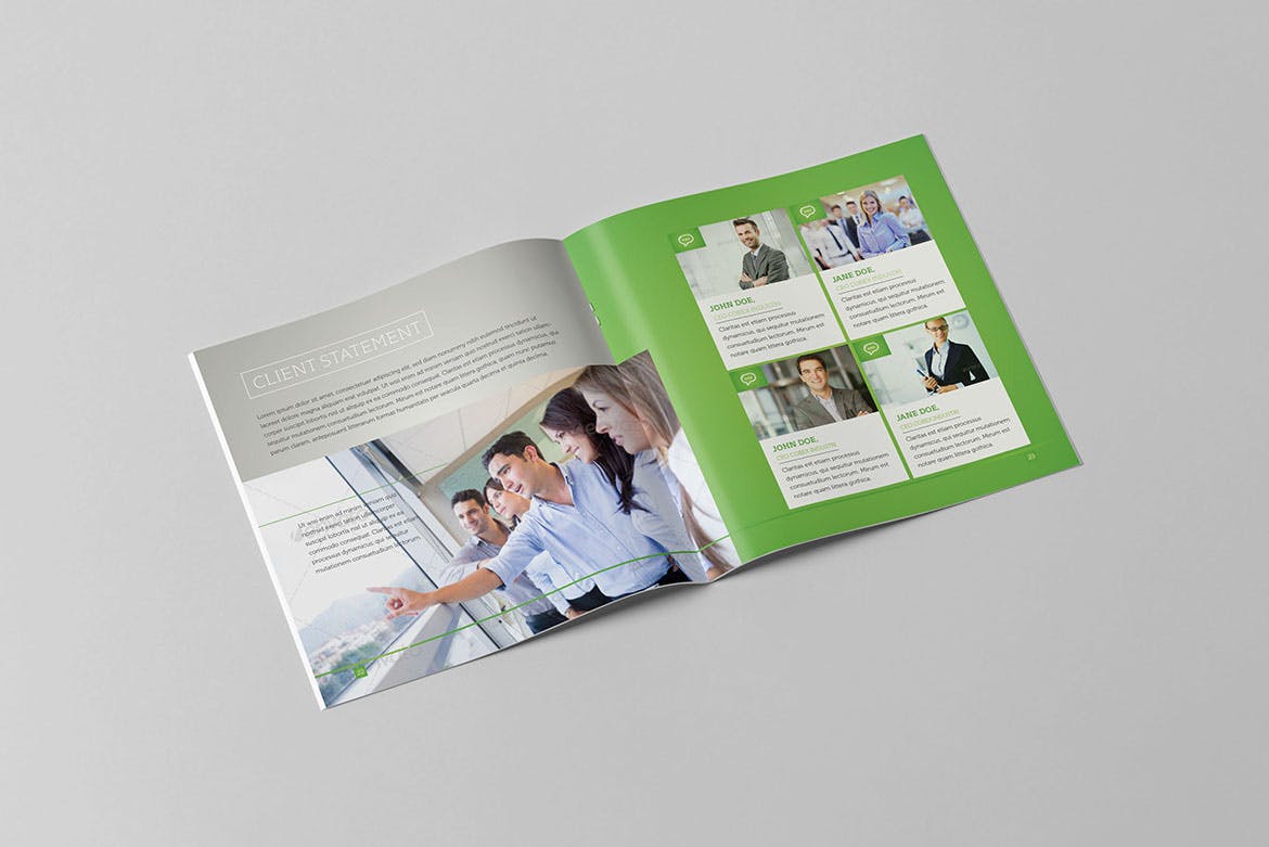 企业宣传精装画册版式设计INDD模板下载 Light Business Square Brochure插图1