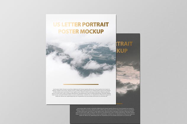 美国信纸规格海报传单/信头样机 US Letter Portait Flyer / Letterhead Mockup插图4