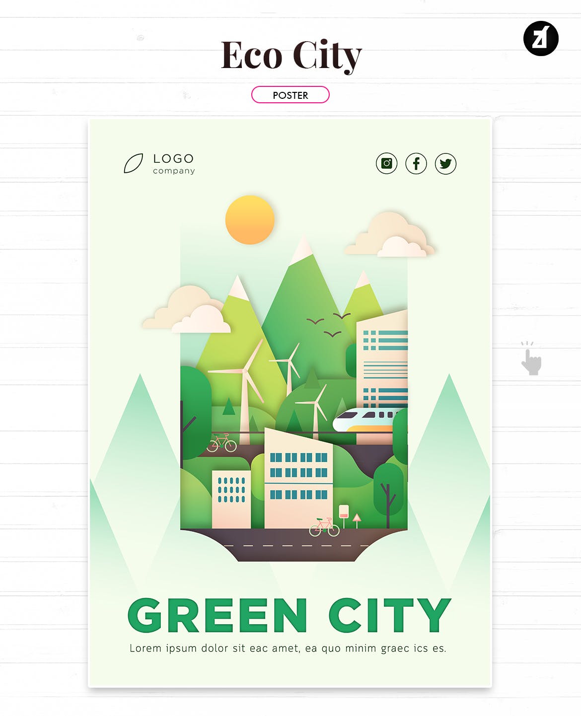 生态城市平面布局矢量概念插画 Eco city illustration with graphic layout插图2