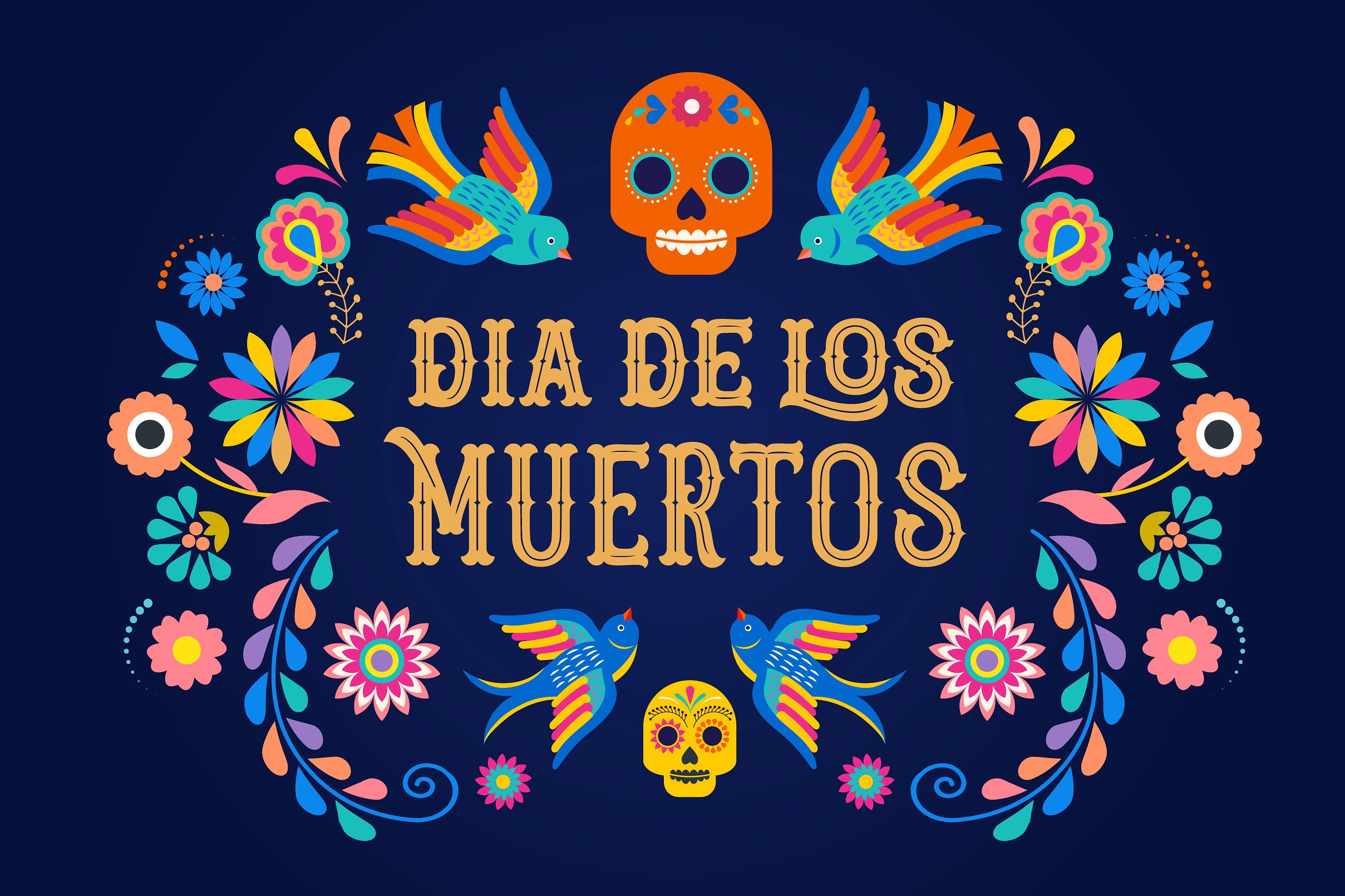 墨西哥亡灵节马克笔手绘插画 Day of the Dead – Mexican collection插图