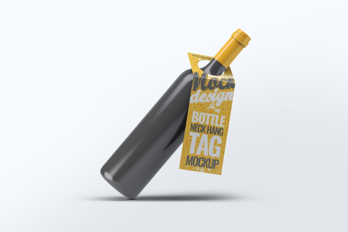 多角度的高品质逼真质感的红酒葡萄酒包装设计瓶颈衣架标签模拟VI样机展示模型mockups插图(2)