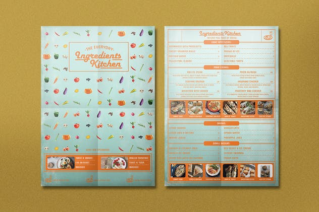 简约厨房菜单食物清单设计PSD模板 Simple Kitchen Menu Card插图(1)