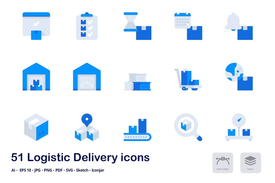 物流配送快递行业双色调扁平化矢量图标 Logistic Delivery Accent Duo Tone Icons插图(2)