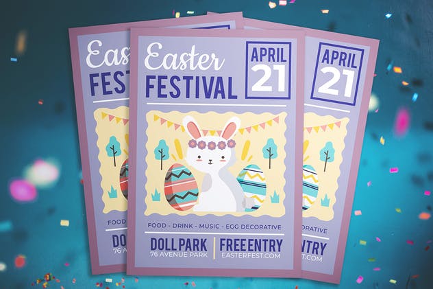 复活节儿童主题活动派对传单模板 Easter Kids Festival Flyer插图(2)