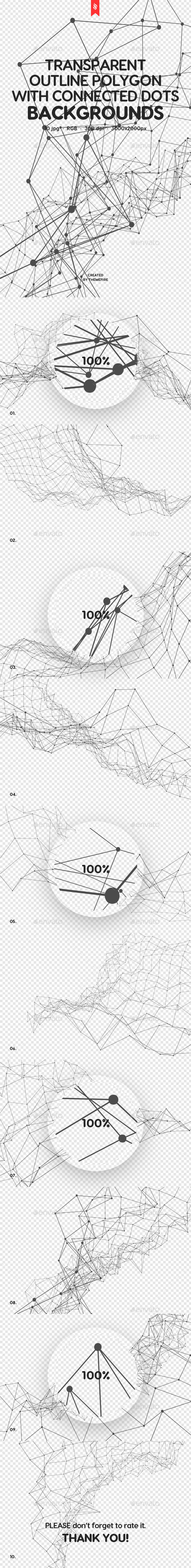 带连接点多边形轮廓透明背景Transparent Outline Polygon with Connected Dots Backgrounds插图