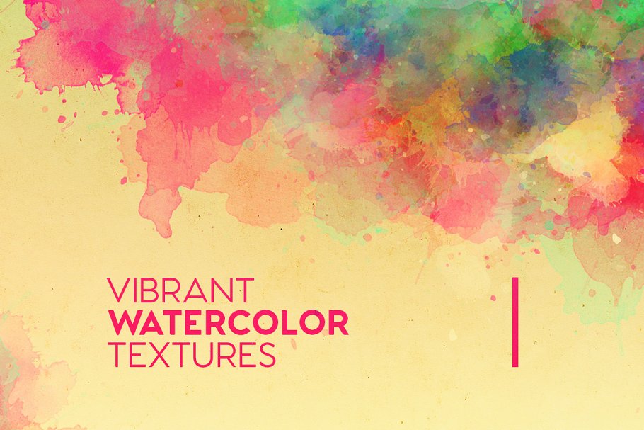 鲜艳色彩水彩肌理纹理 Vibrant Watercolor Textures插图