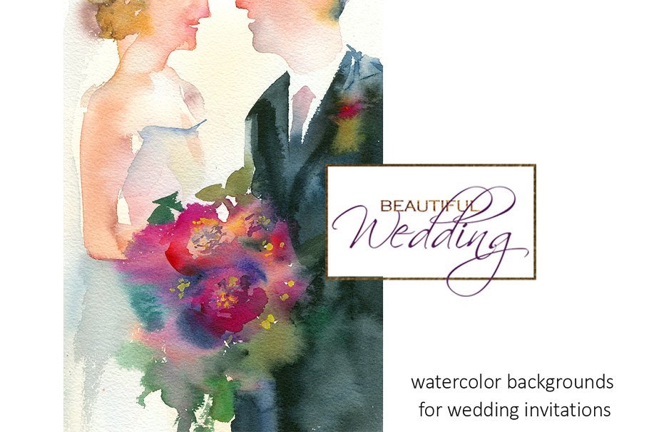 水彩花卉婚礼设计元素合集 Wedding Watercolor Illustration Set插图(3)