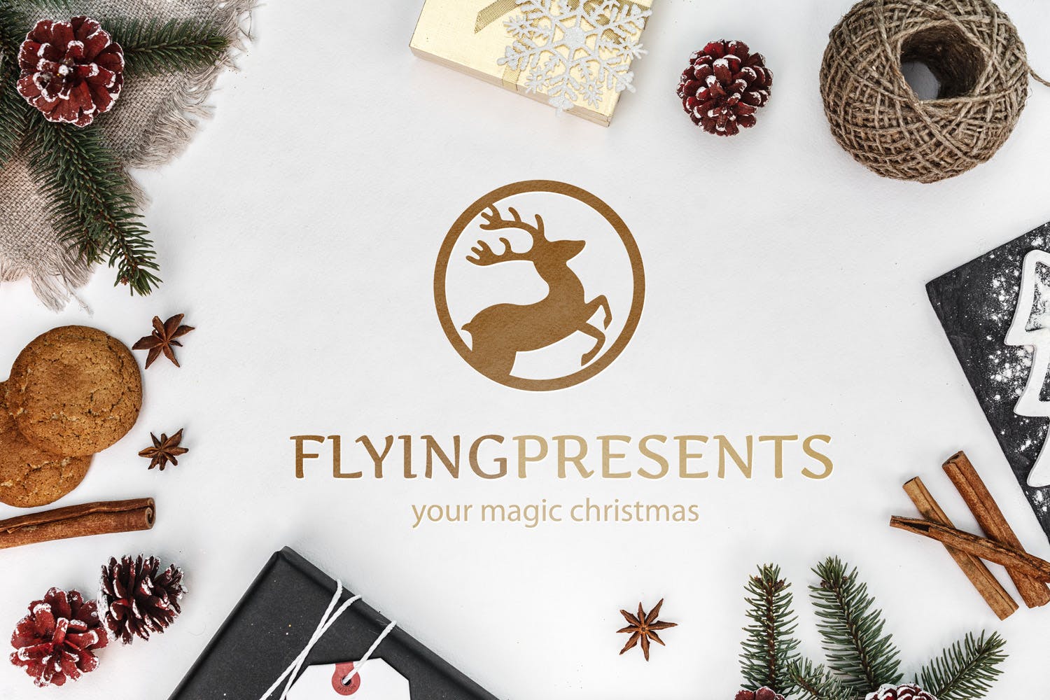飞行驯鹿图形Logo设计模板 Flying Reindeer Logo插图3