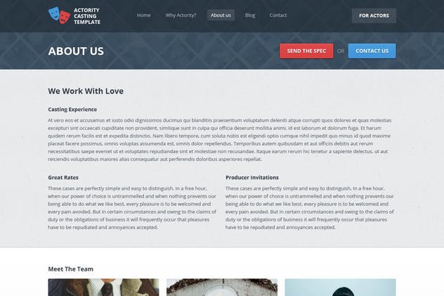多用途企业官网网站设计PSD模板 Actority – PSD Template for Casting Agencies插图(3)