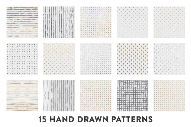 15款手绘金色&银色图案纹理 15 Hand Drawn Gold & Silver Patterns插图1