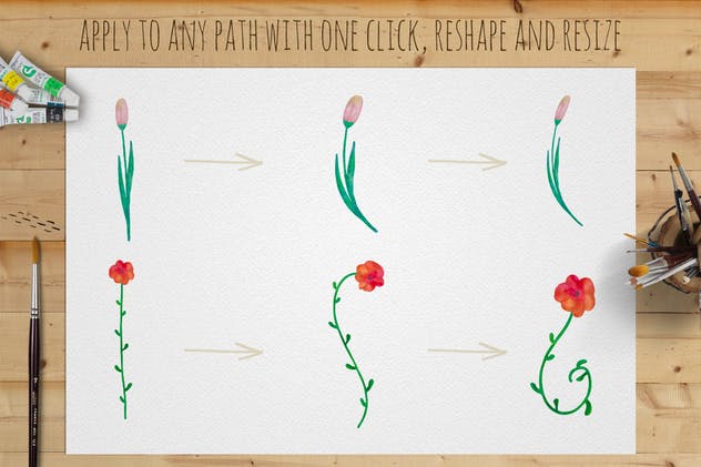 水彩花卉绘画图案＆AI画笔笔刷 Illustrator Floral Art & Pattern Brushes插图1
