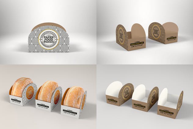甜甜圈纸质食品盒包装样机系列Vol.11 Paper Food Box Packaging Mockup Collection Vol.11插图(2)