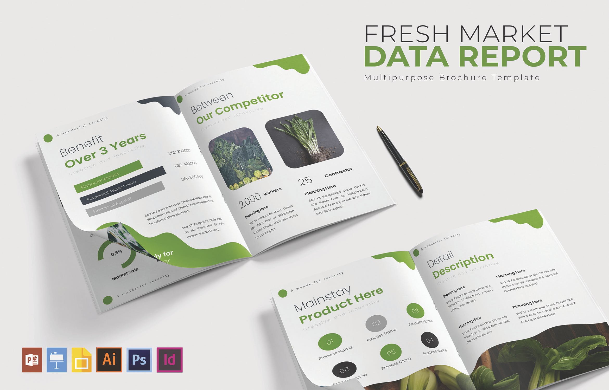 生鲜市场分析数据报告画册设计模板 Fresh Market Data | Report  Template插图1